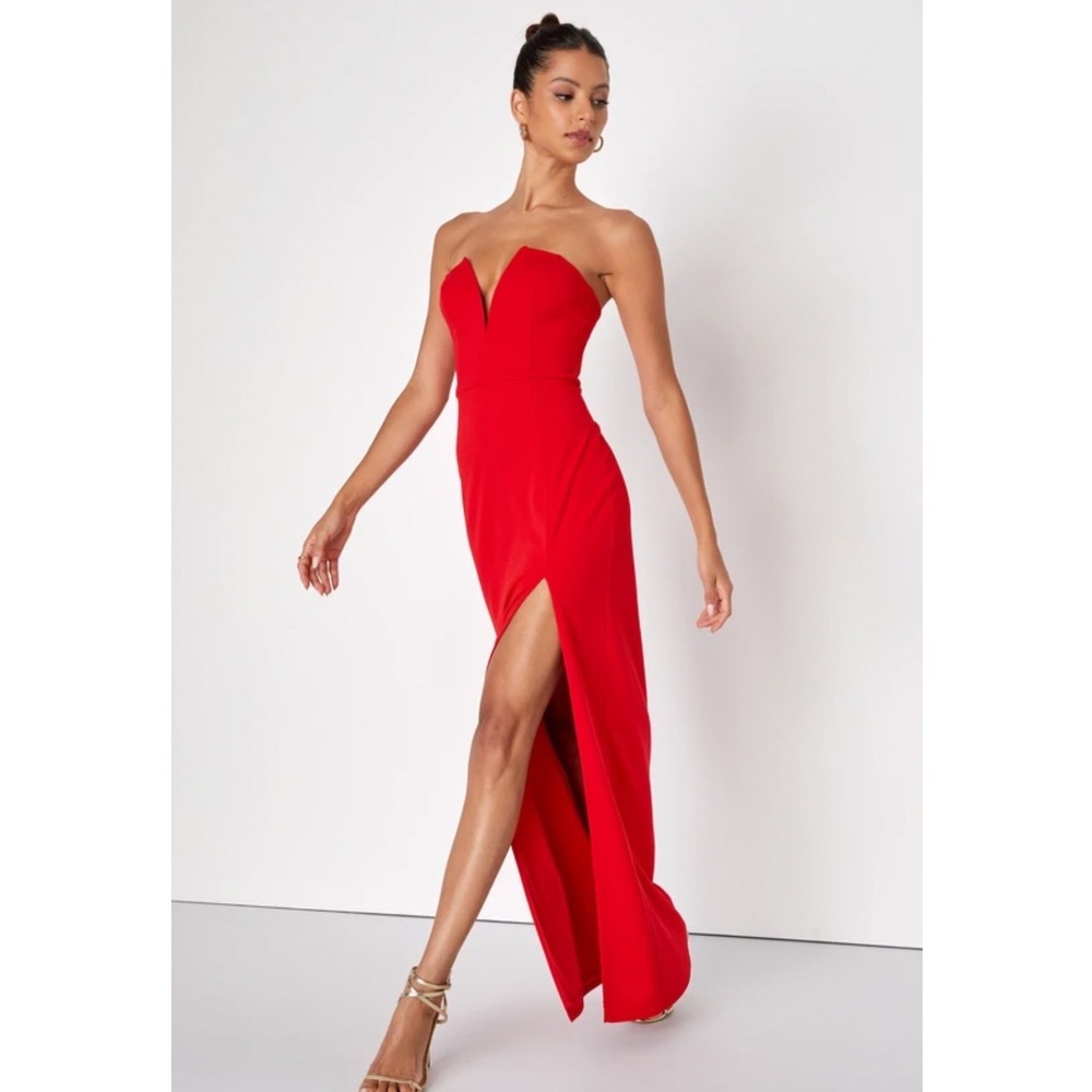 Lulus Dedicated to Glamour Red Strapless Maxi Dress Size XS New with tags!